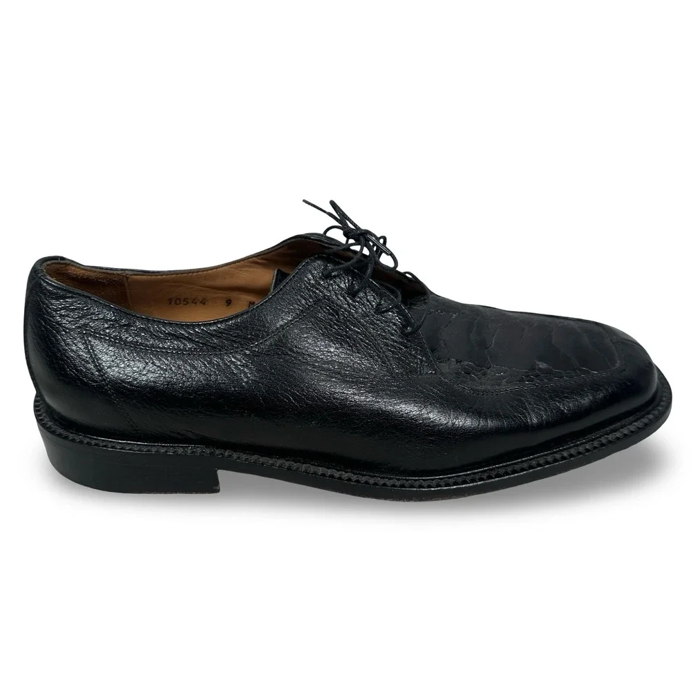 Belvedere Florence Mens 9 M Black Genuine Ostrich Leg Leather Oxfords Italy